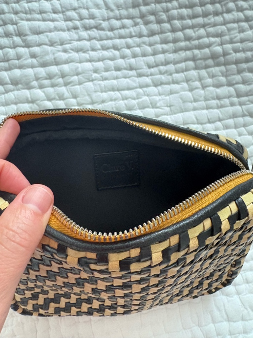 Rare Clare V. Midi sac in cream and black woven zig zag - Picture 6 of 6